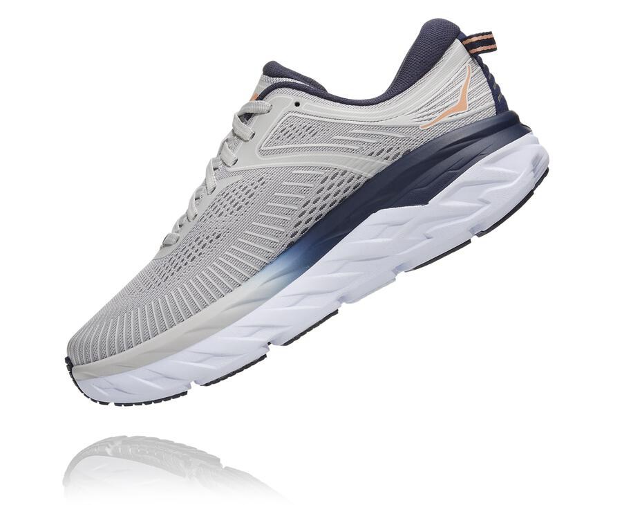 Hoka One One Running Shoes Womens Grey/Black - Bondi 7 - 90173HSLP